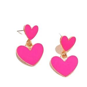 Barbiecore Valentines Day Pink Heart Dangle Staement Earrings